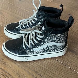 Vans Kids Black and White Floral Sneakers